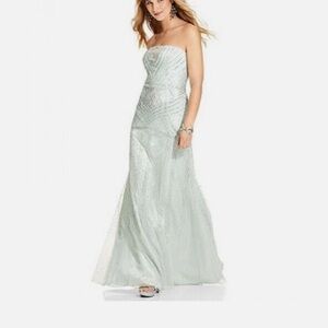 Adrianna Papell ~ Mist Green Deco Beaded Formal Dress Gown